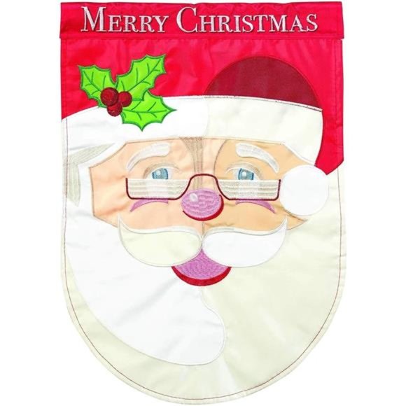 New Magnolia Garden Santa Merry Christmas Shaped Flag M001426 29" x 42" - Picture 1 of 10